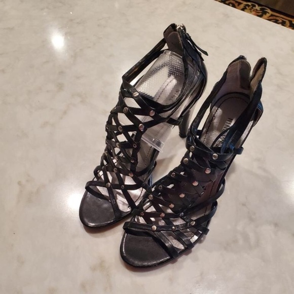 Nine West open toe strappy zip back high heel shoes Sz 7.5 - Picture 9 of 10